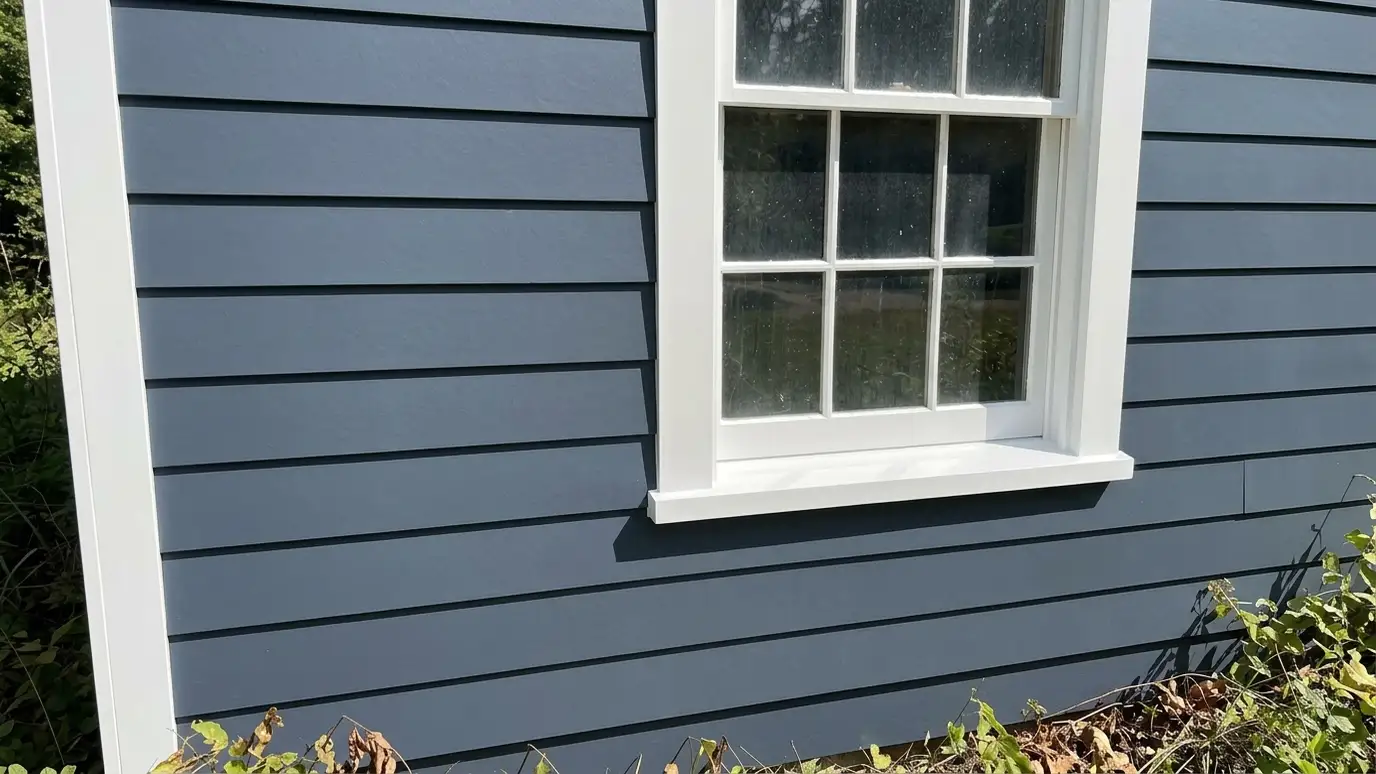After: Peeling wood becomes fiber cement | Music City Siding After: a front wall with smooth painted fiber cement siding with crisp trim